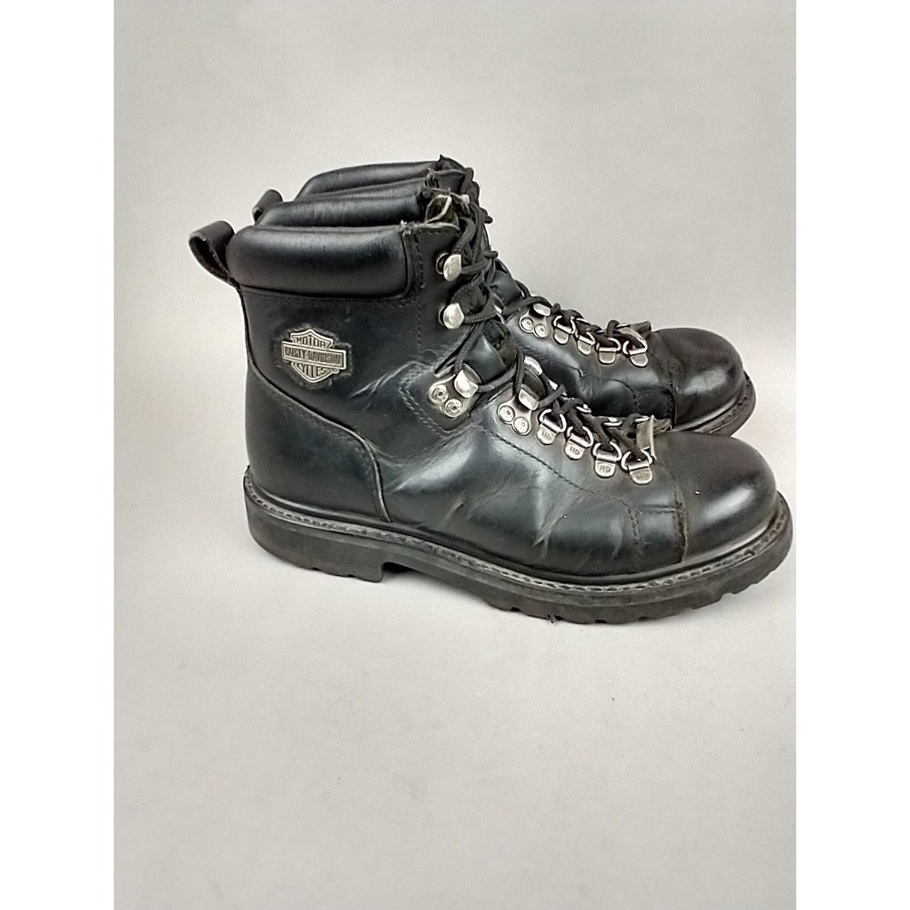 Harley Davidson Mens 7.5 Black Leather Motorcycle Boots Biker Dipstick 91610